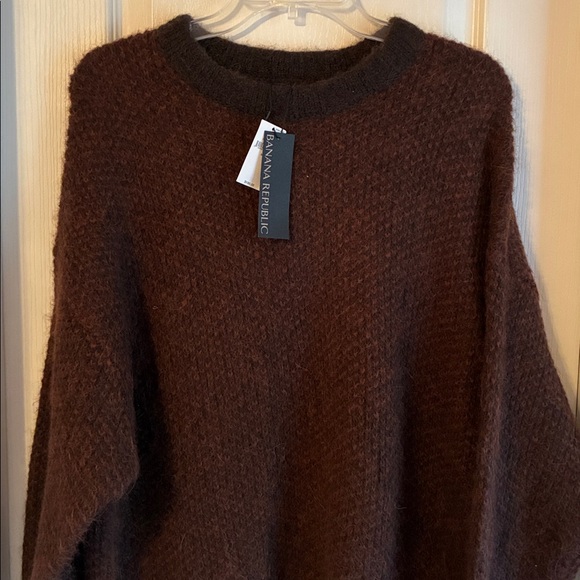 NWT Banana Republic Alpaca Wool Blend / Italian Yarn Brown Oversized Sweater M - Picture 2 of 8